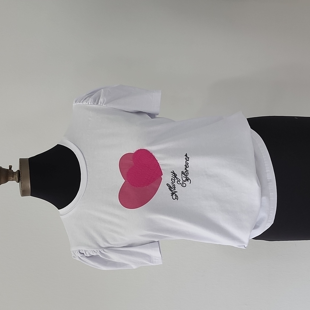 Everlynn Apparel Hearts Always & Forever White T-Shirt  Size:S